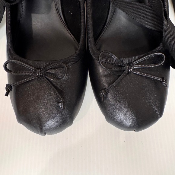 Circus NY Della Wrap Up Block Heel Ballet Sz 9 Black Ribbon Tie Square Toe Goth - Picture 8 of 15